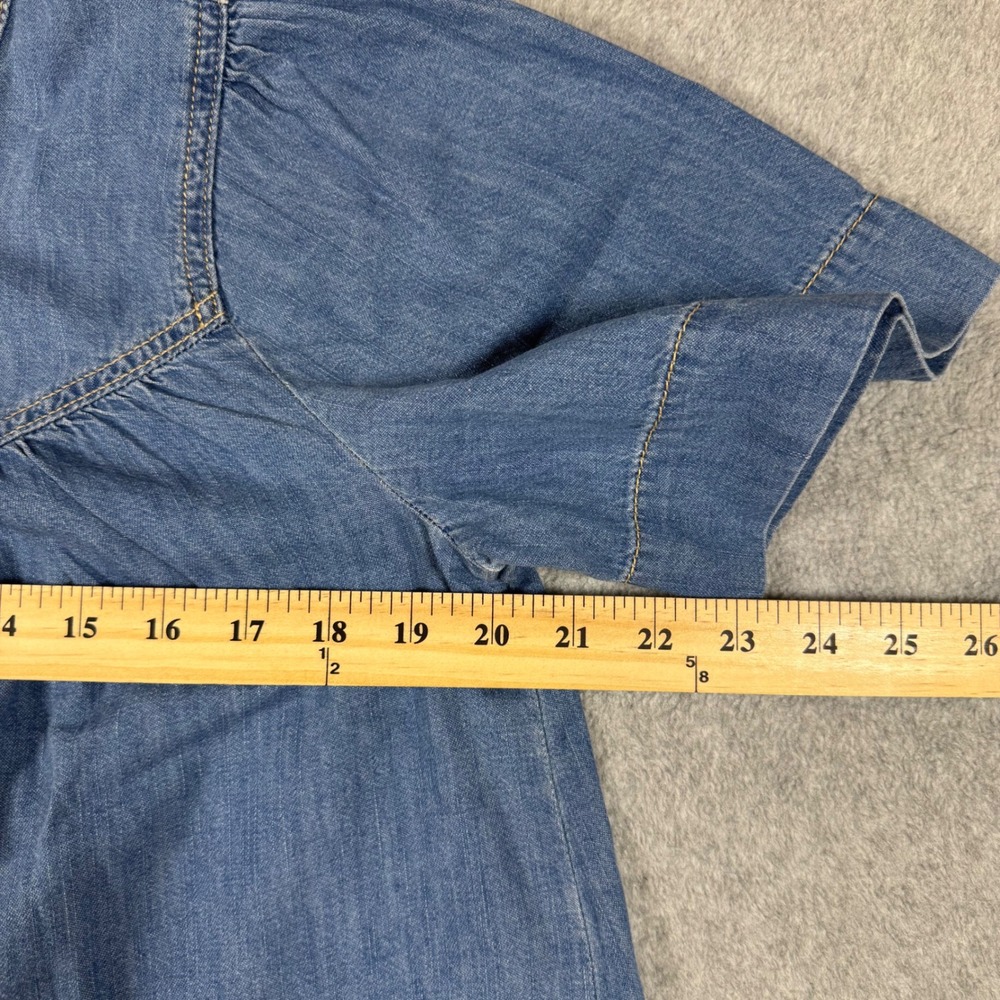 NWT Treasure & Bond Womens Shirred Short Sleeve Chambray Top Size M - Picture 10 of 10